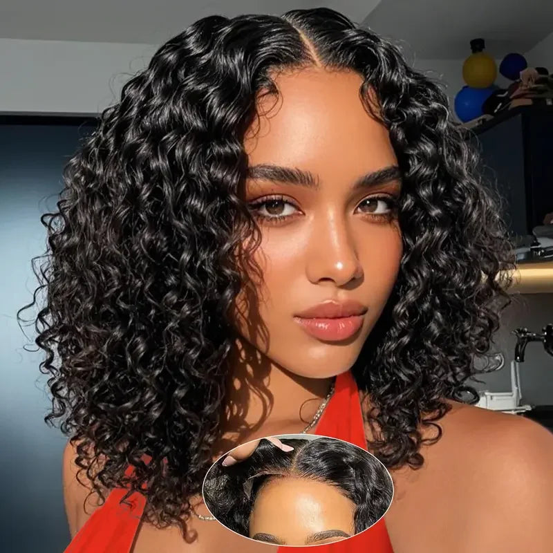 Smilegirl Deep Wave Bob Wig Human Hair Lace Front