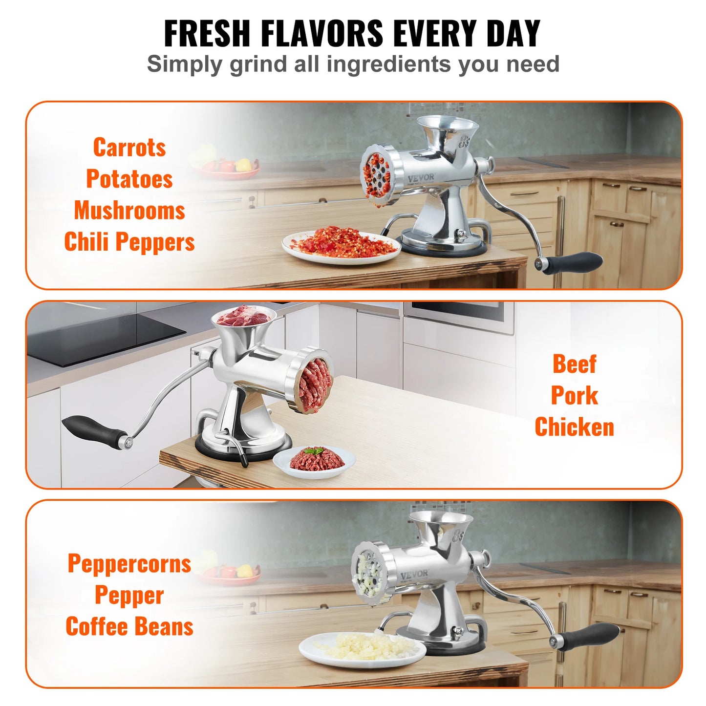 SucceBuy Manual Meat Grinder Stainless Steel Suction Cup