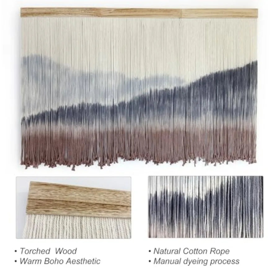 Macrame Wall Hanging Mountain Dip Dye Cotton Tapestry