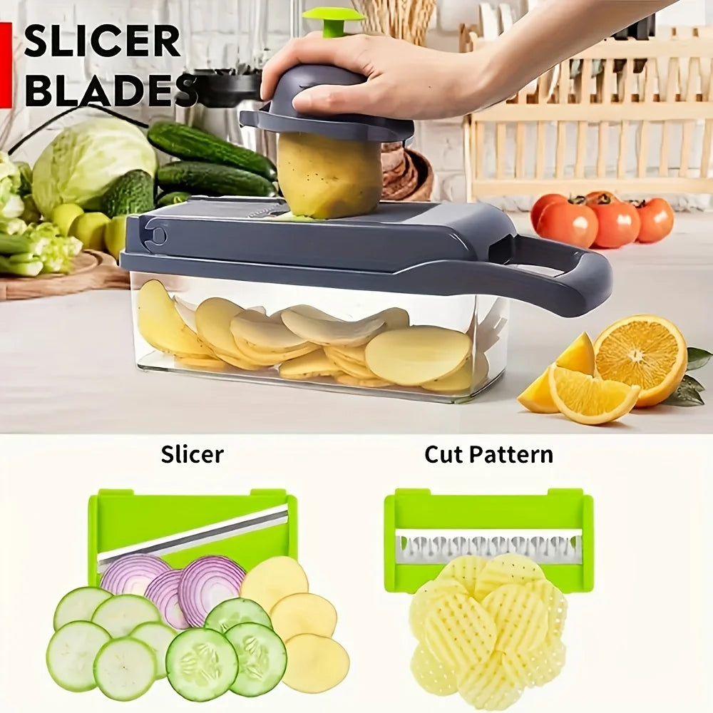 Upwork 16 In 1 Manual Vegetable Chopper With 8 Blades