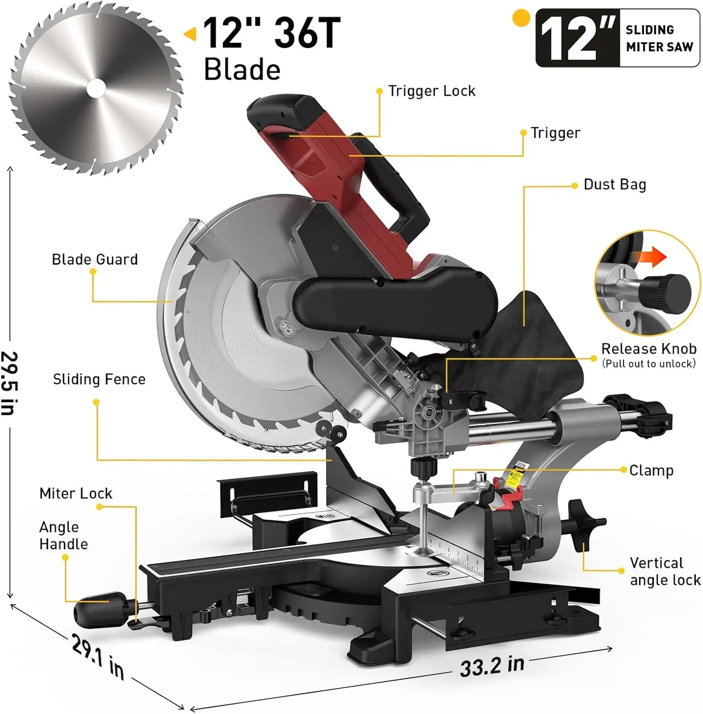 Marvtool Sliding Compound Miter Saw JS-1207C3