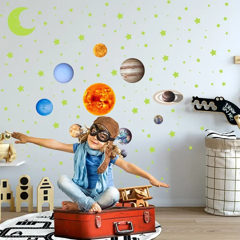 Nine Planets Glow In The Dark Wall Sticker Set