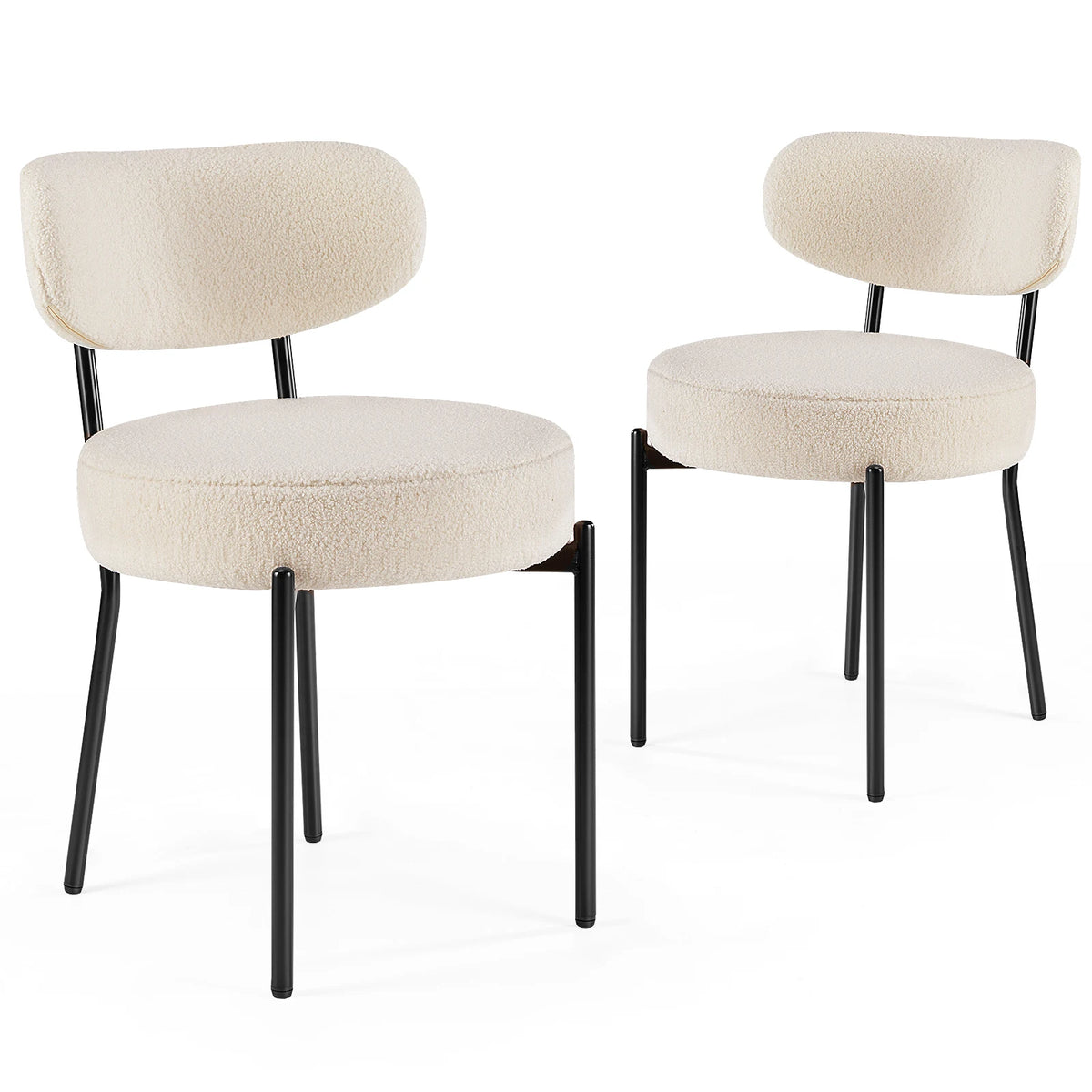 JHK Set Of 2 Ergonomic Round Dining Chairs