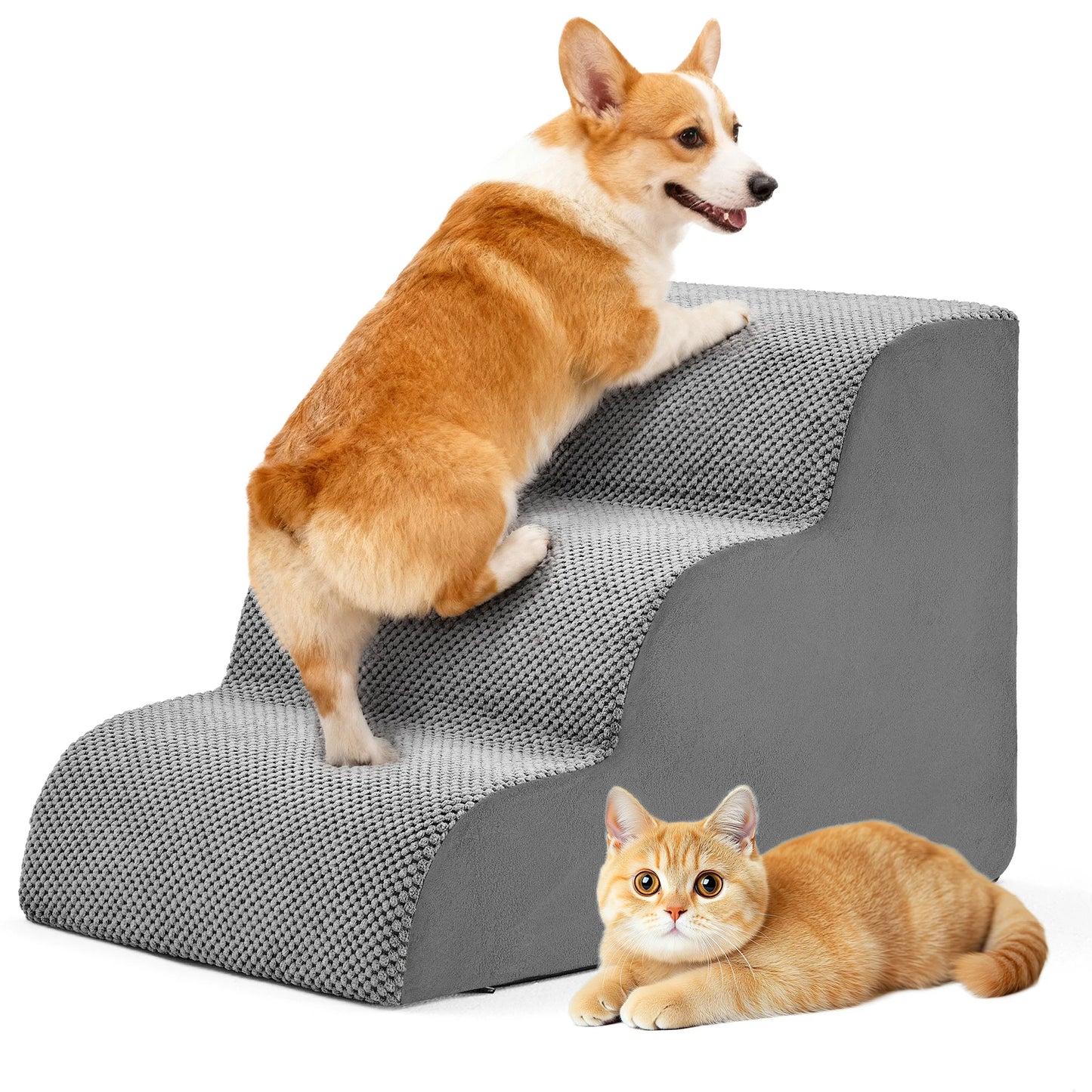 High Density Foam Dog Stairs Ramp Three To Five Steps Curved