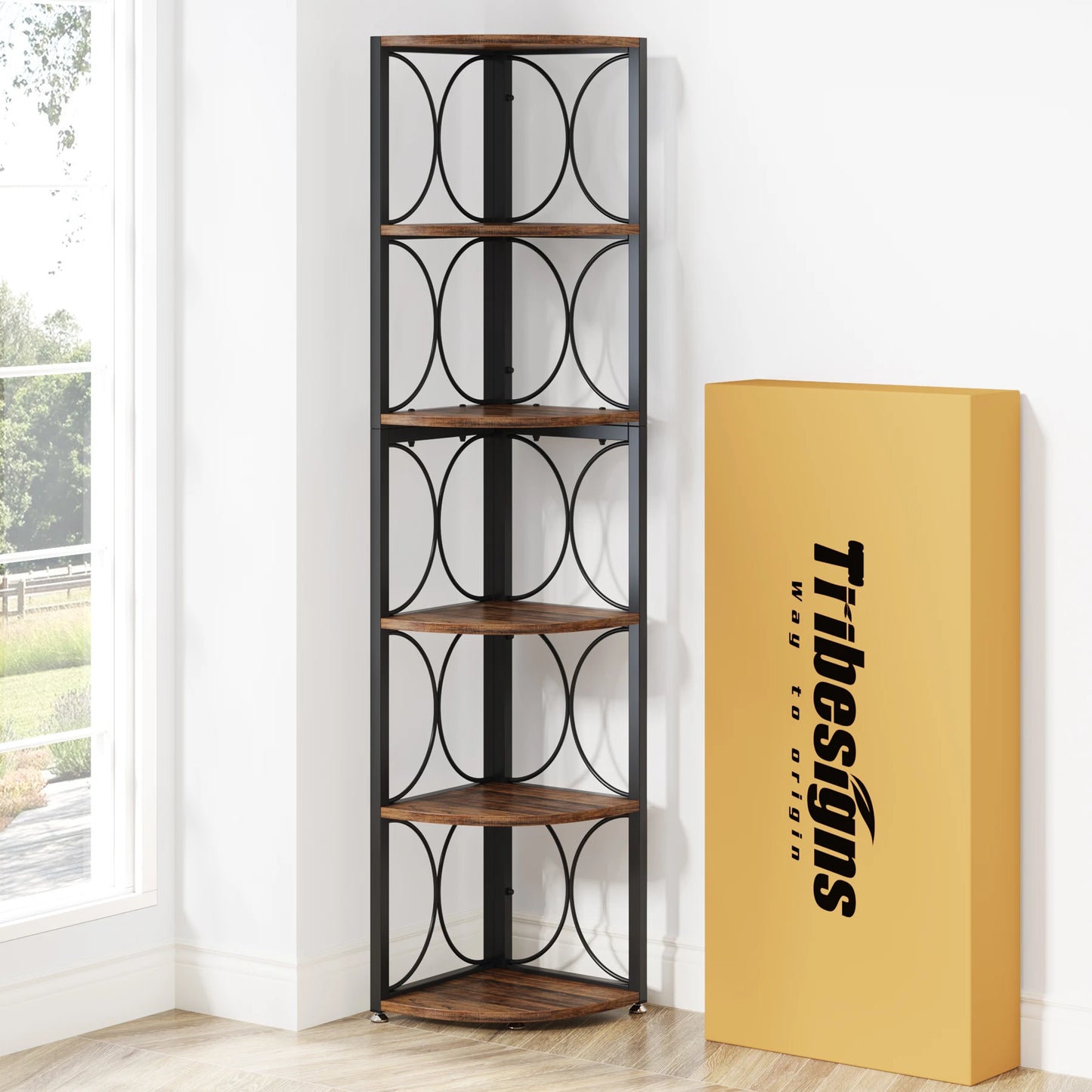 Tribesigns 6 Tier Tall Corner Shelf Storage Rack
