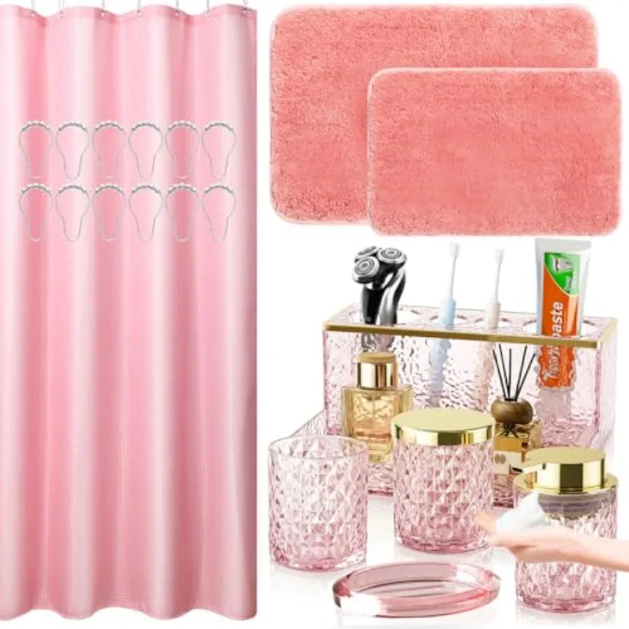Glass Bathroom 5Pcs Crystal Set Foaming Soap Dispenser