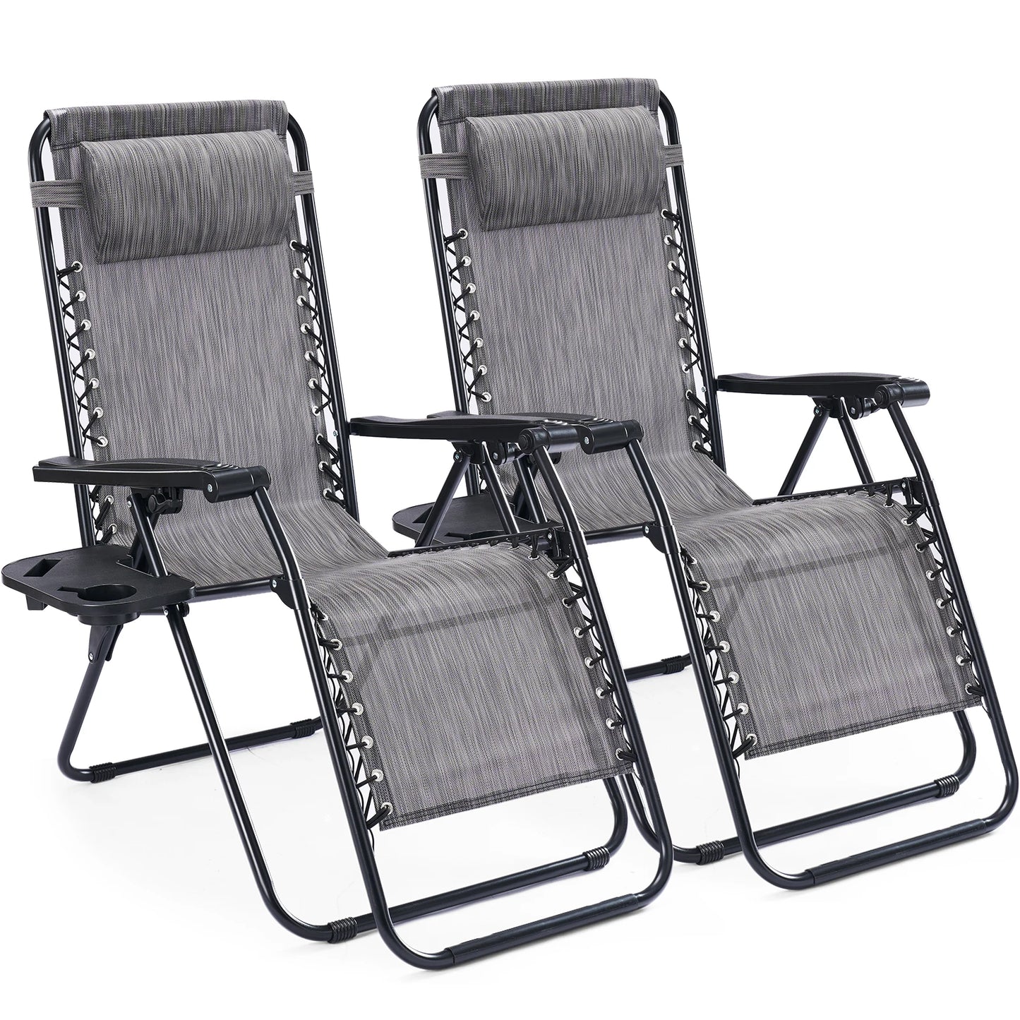JHK Portable Zero Gravity Recliner Chairs Outdoor Set 2