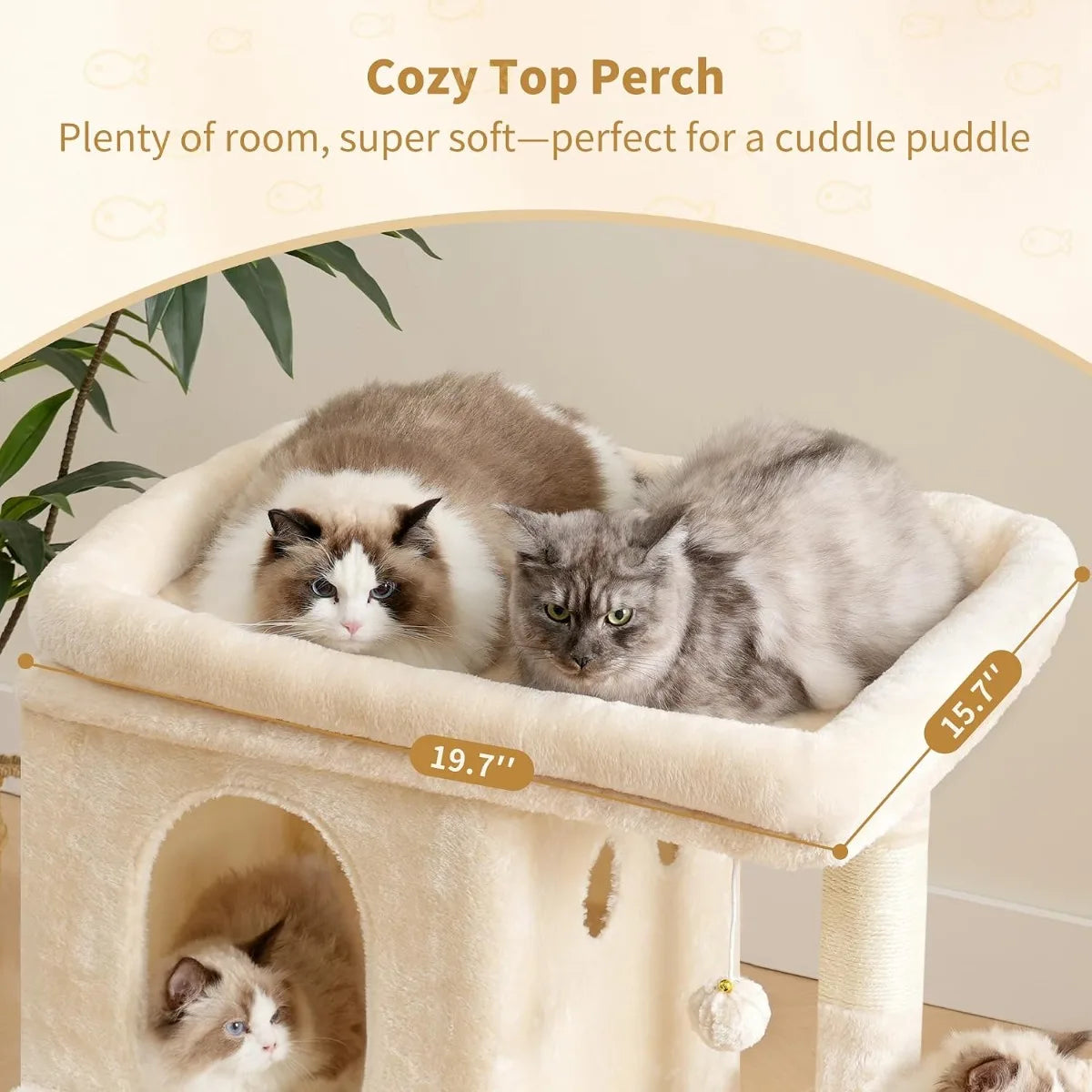 NBVCX Cat Tree With Large Perch And Dual Condos