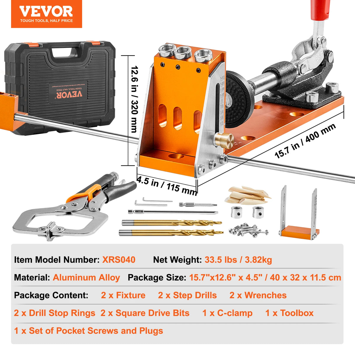 SucceBuy Adjustable Pocket Hole Jig Kit for Woodworking