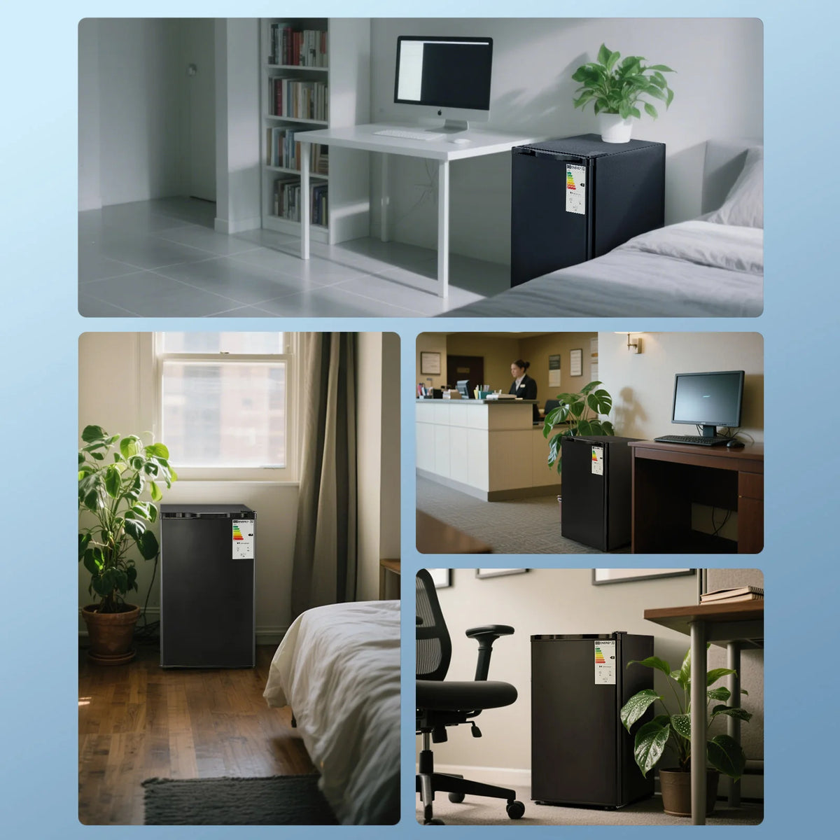 FOHERE Mini Refrigerator With Freezer And Thermostat