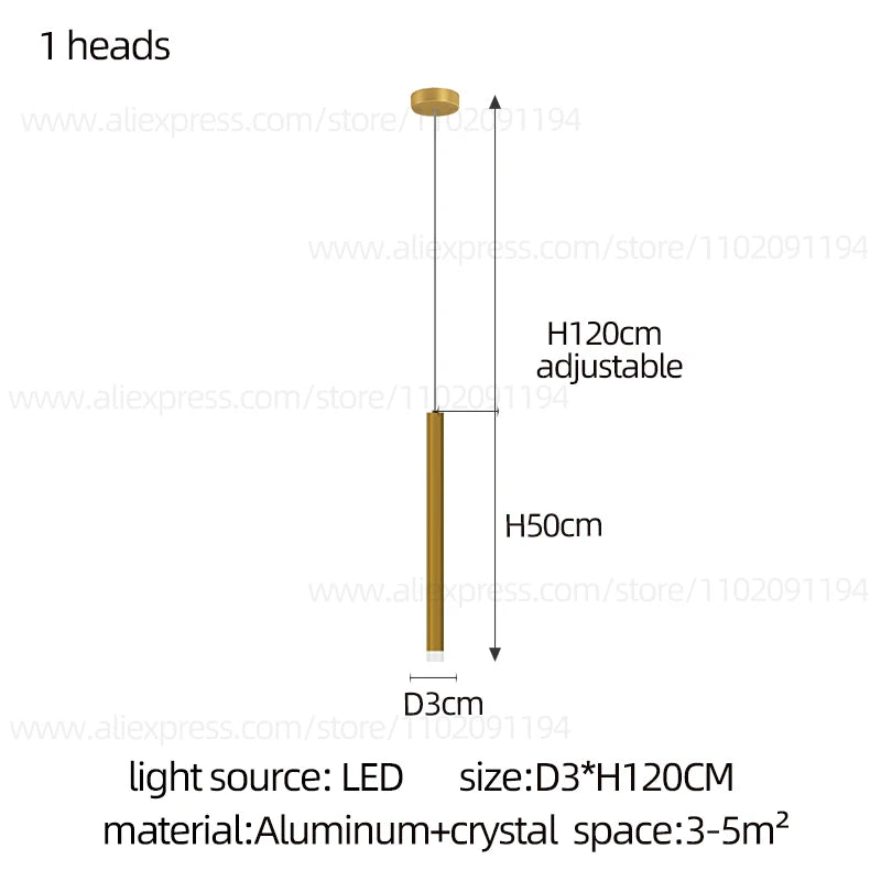 Campeggi Led Luxury Staircase Chandelier Gold Column