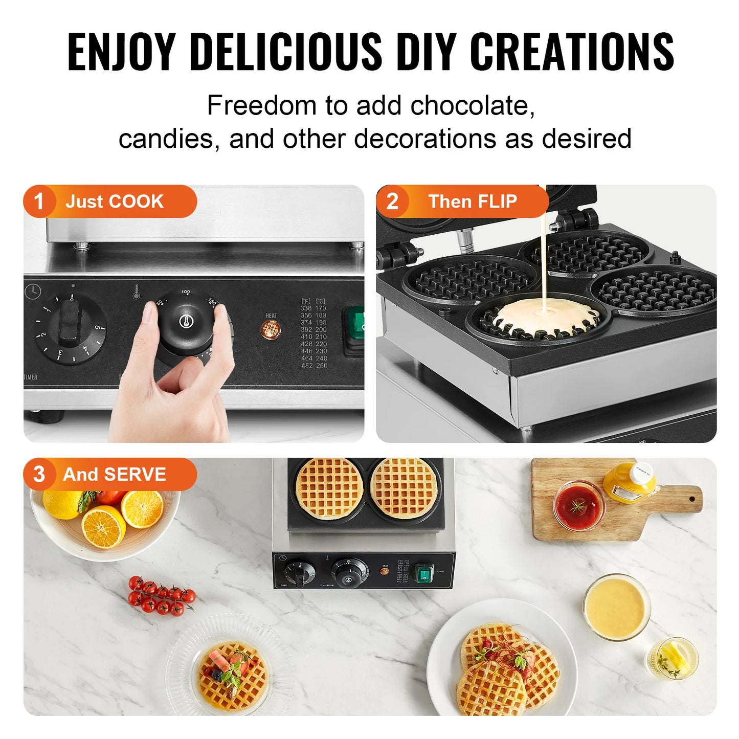 SucceBuy Commercial Waffle Maker 4 Pack 1750W Nonstick
