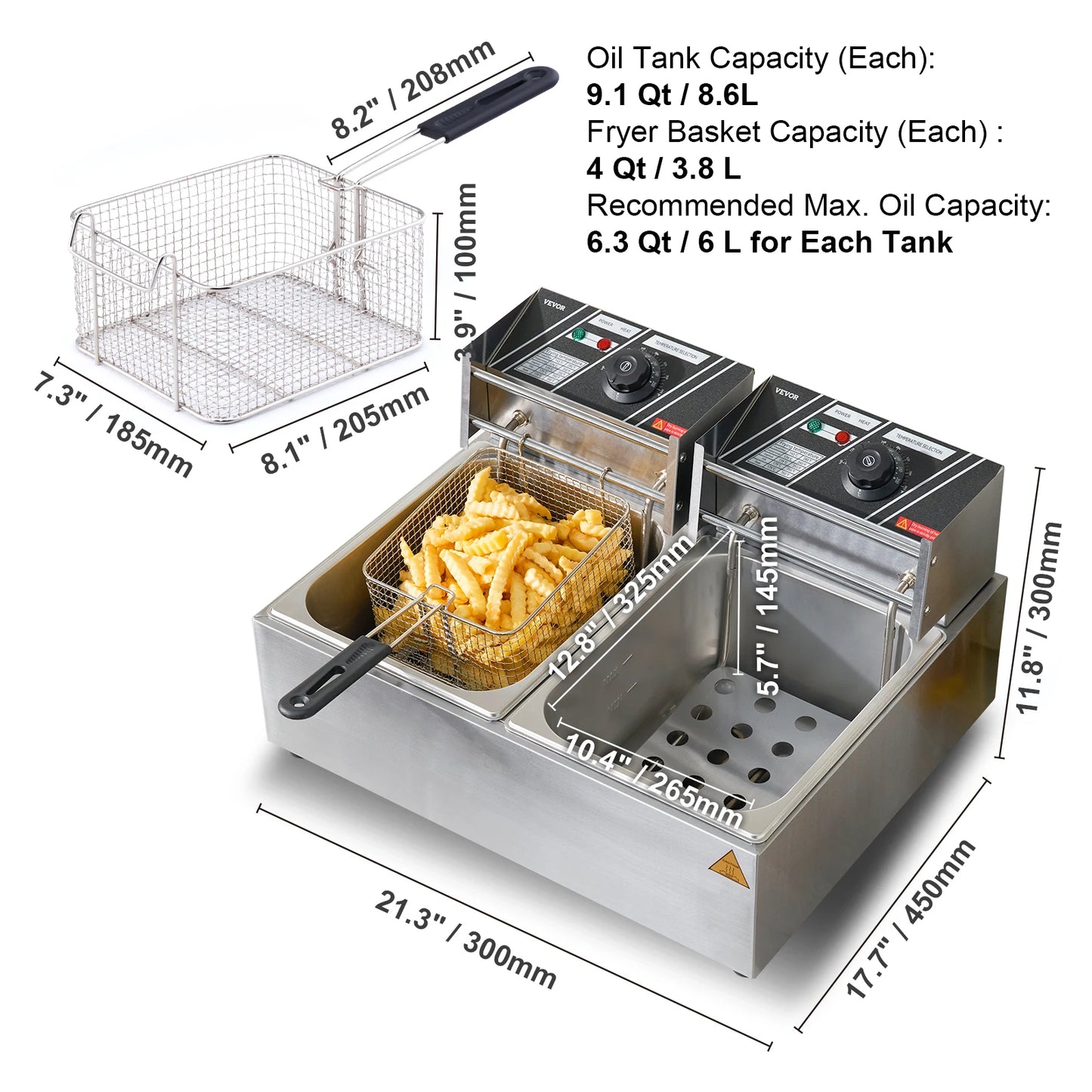SucceBuy Dual Tank Electric Deep Fryer For Commercial Use