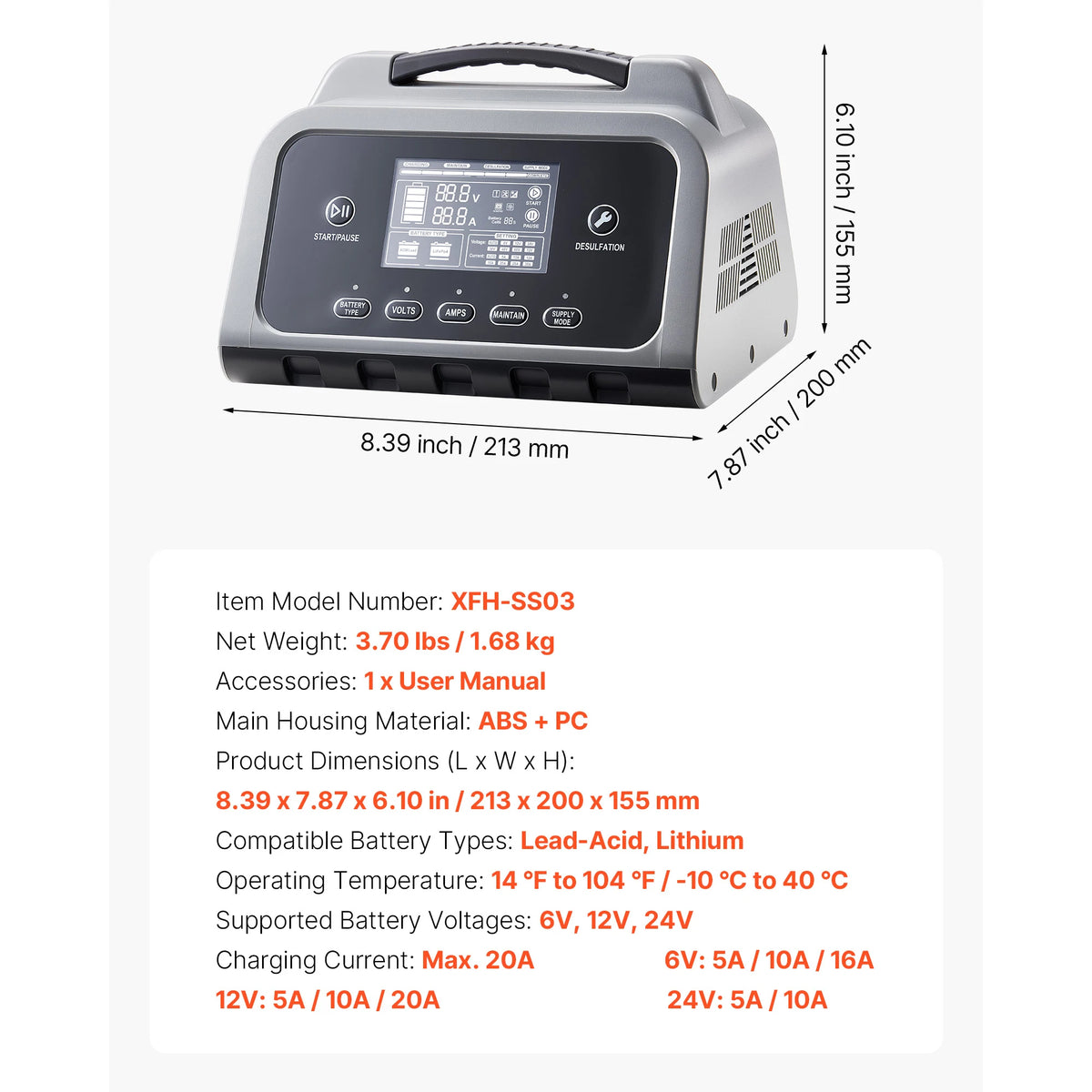 SucceBuy Smart Battery Charger With LCD Display