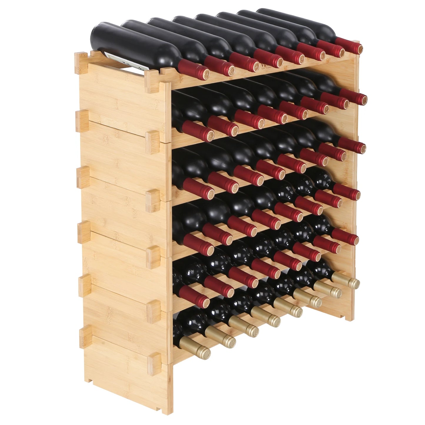SucceBuy Bamboo Stackable Wine Rack 8 Tier Free Standing
