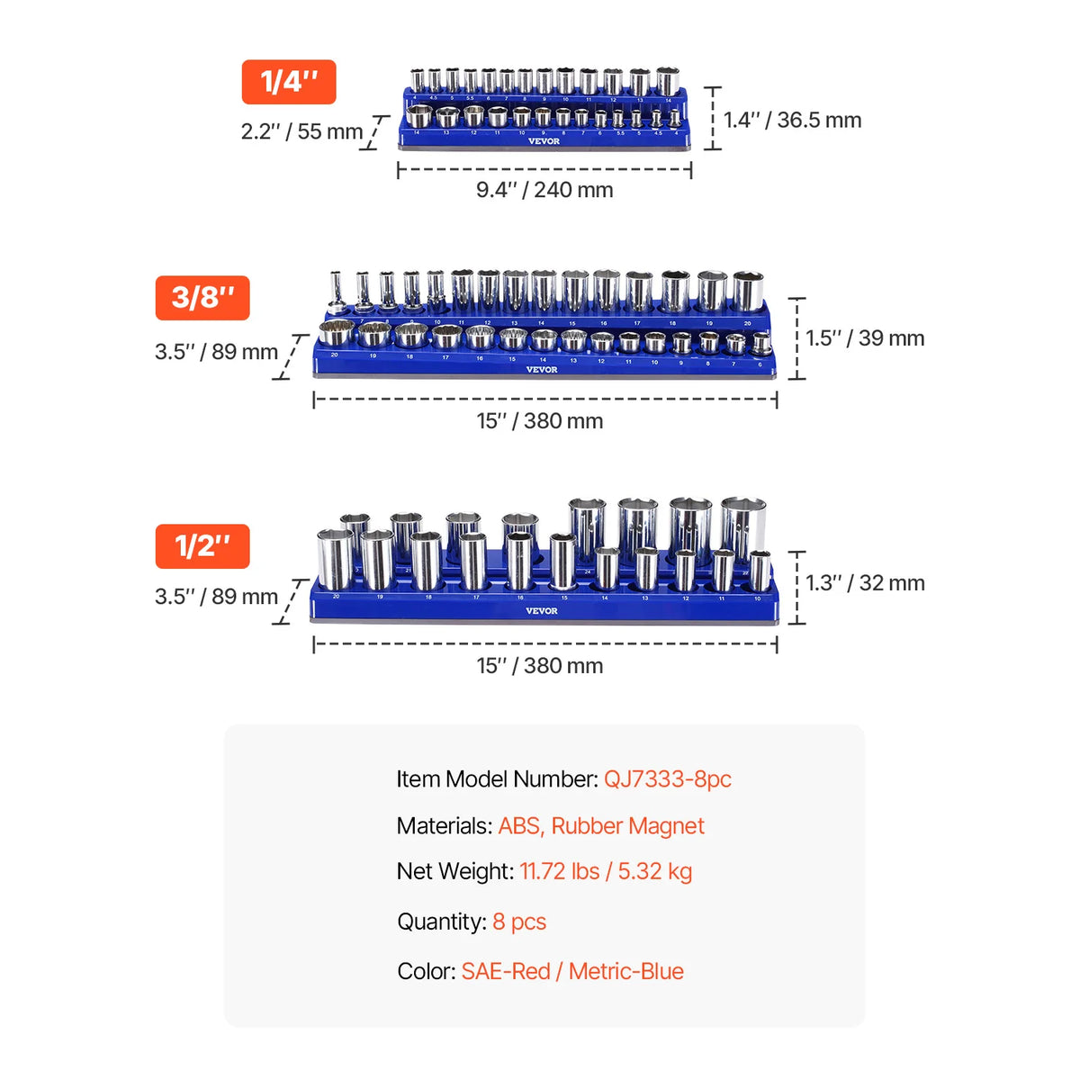 SucceBuy Magnetic Socket Organizer Set for Tools