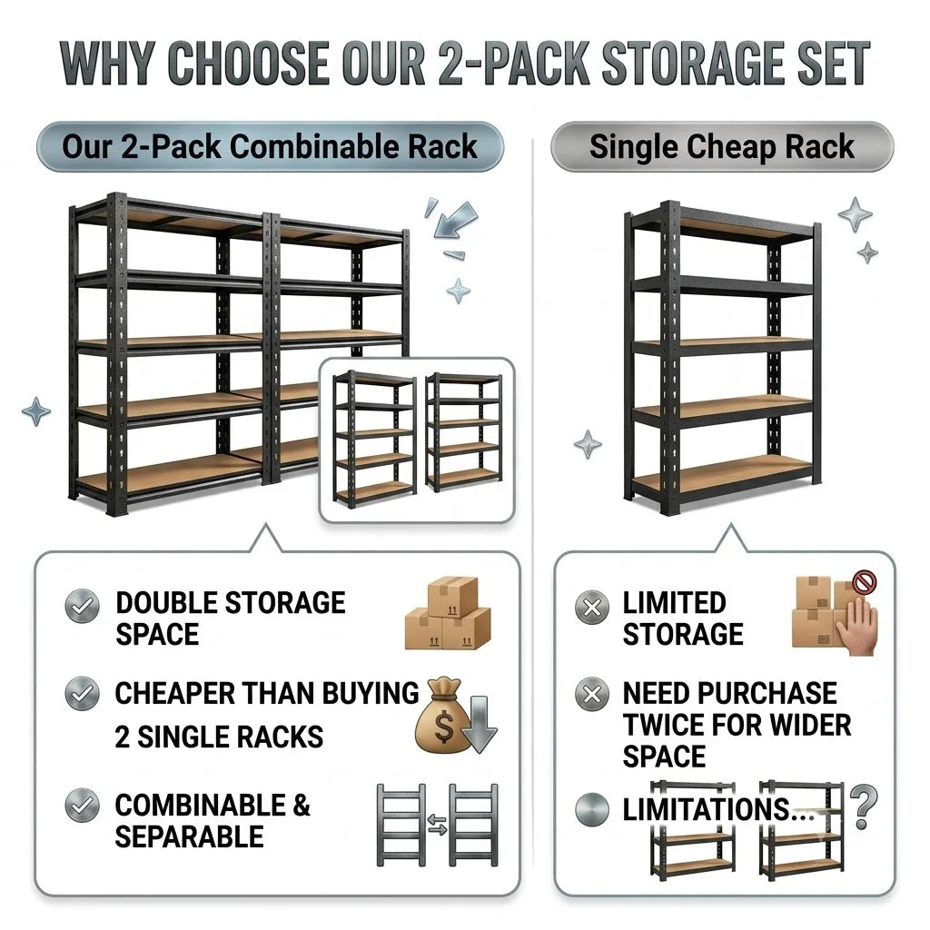Heavy Duty Adjustable Five Tier Metal Storage Shelving