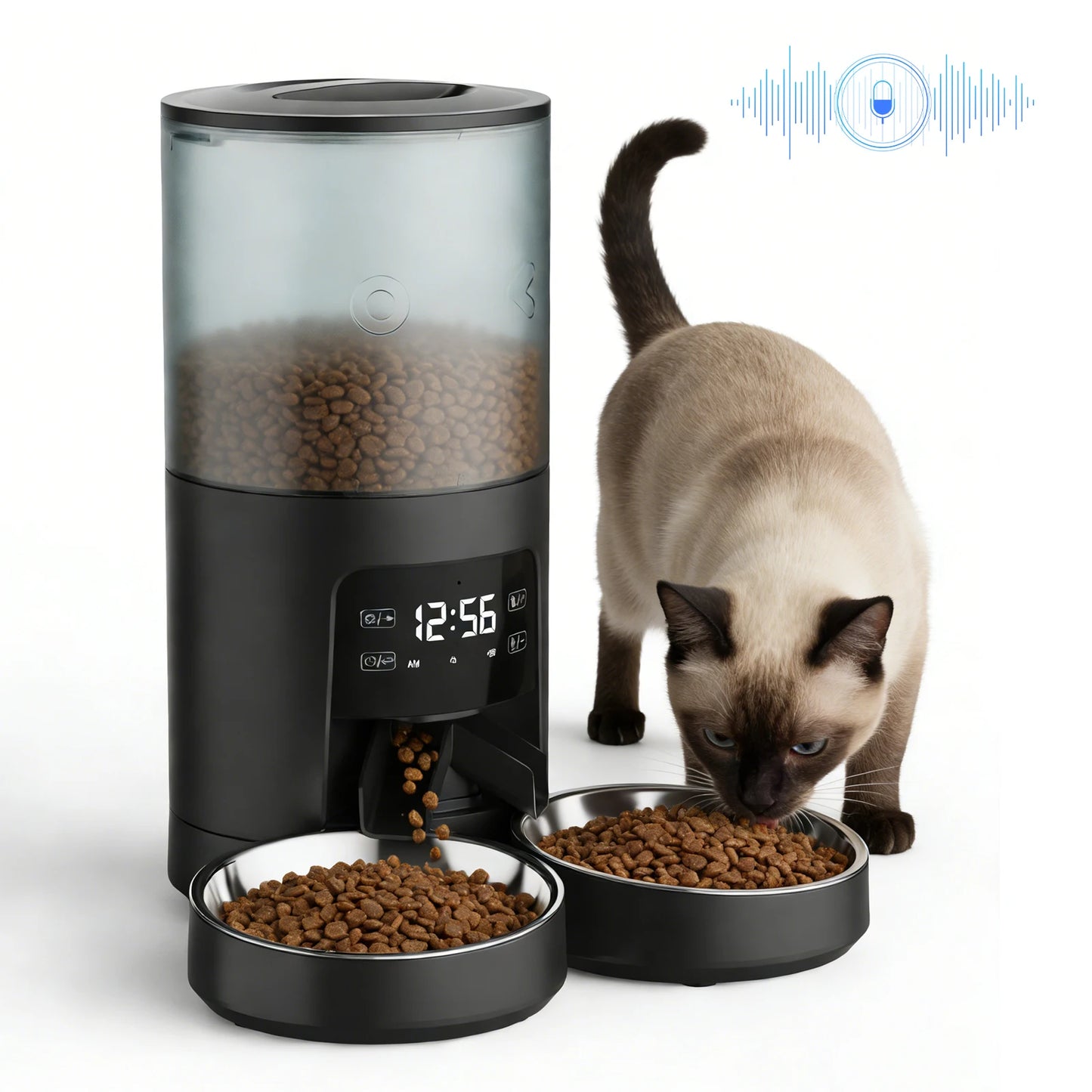 Automatic Cat Feeder With Two Bowls Timed Dispenser