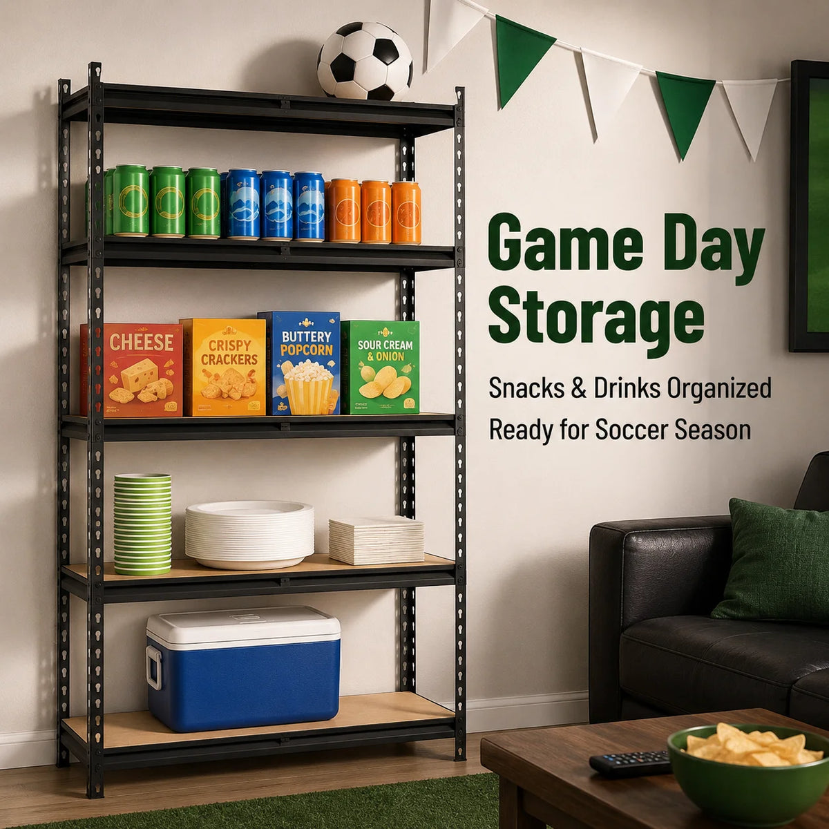 Adjustable 5 Tier Metal Garage Shelving Unit