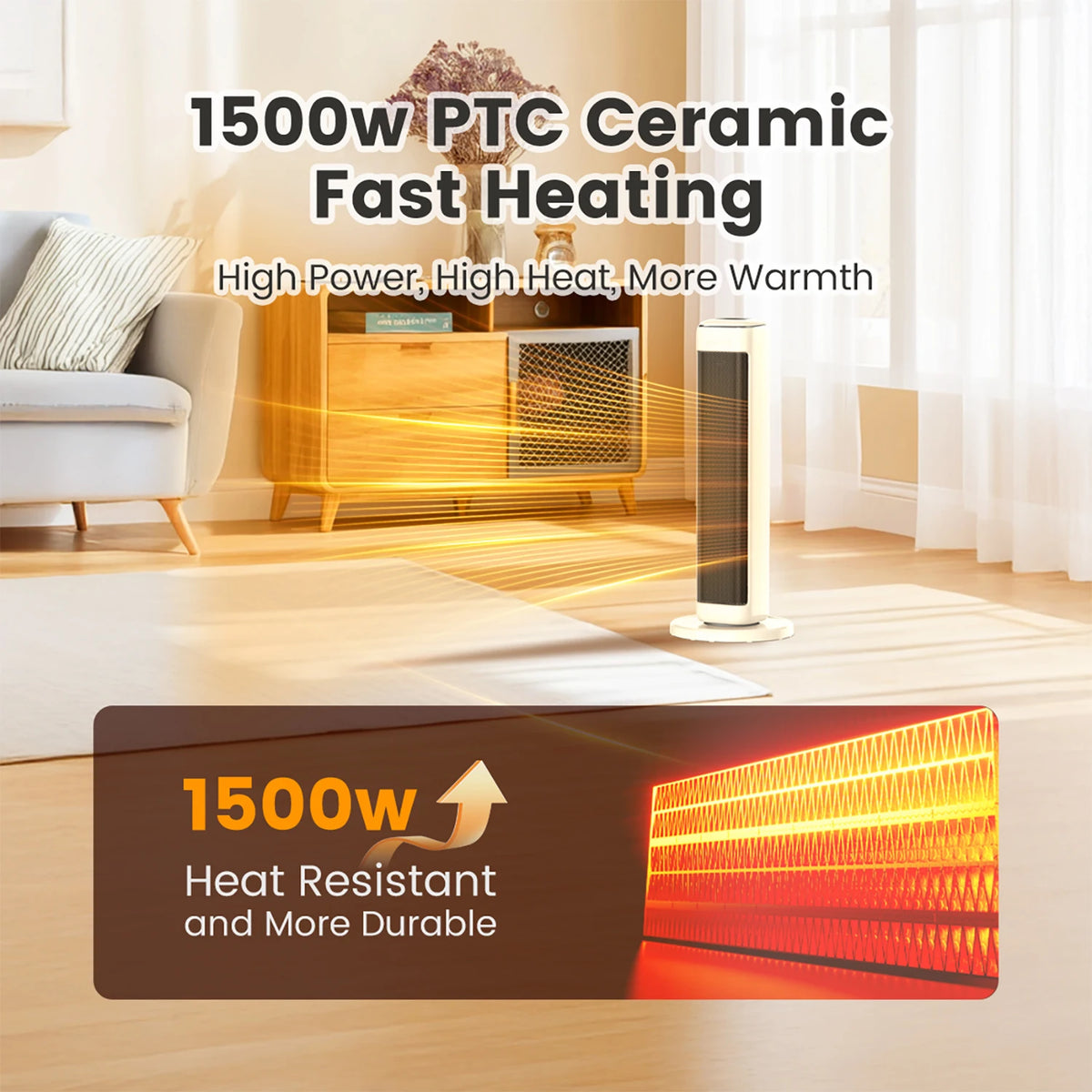Airmate Ceramic Tower Space Heater With Thermostat