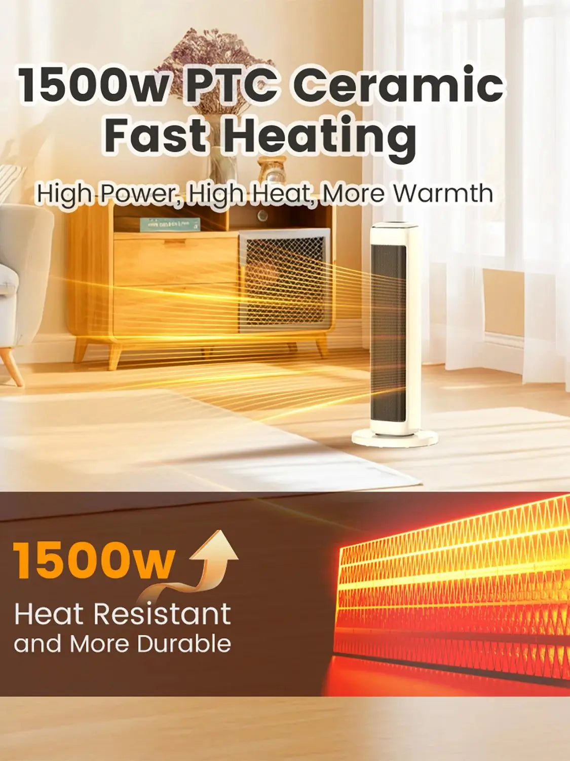 Airmate Ceramic Tower Space Heater With Thermostat