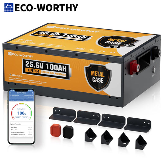 ECO-WORTHY Metal Case LiFePO4 Battery With Bluetooth