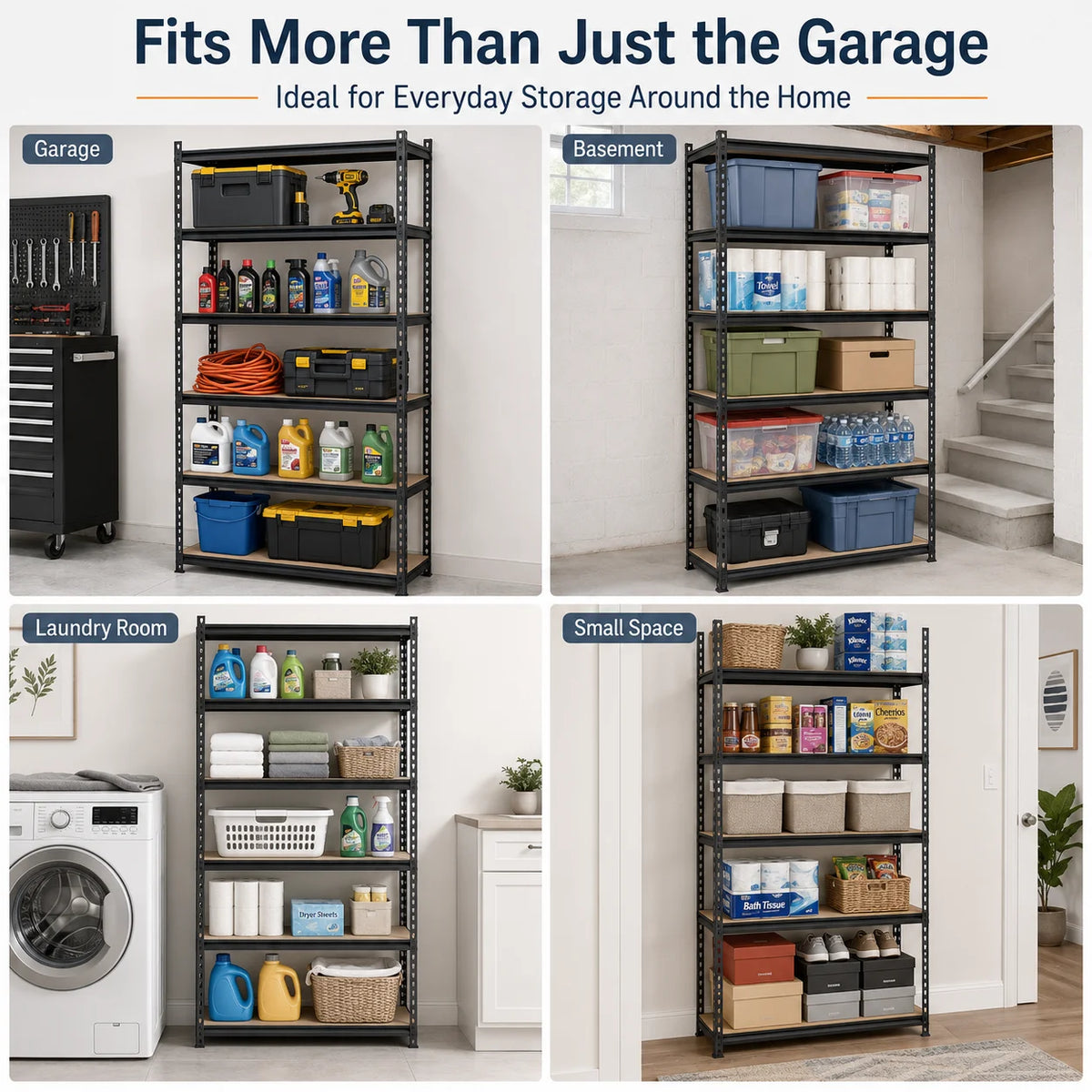 Adjustable 5 Tier Metal Garage Shelving Unit