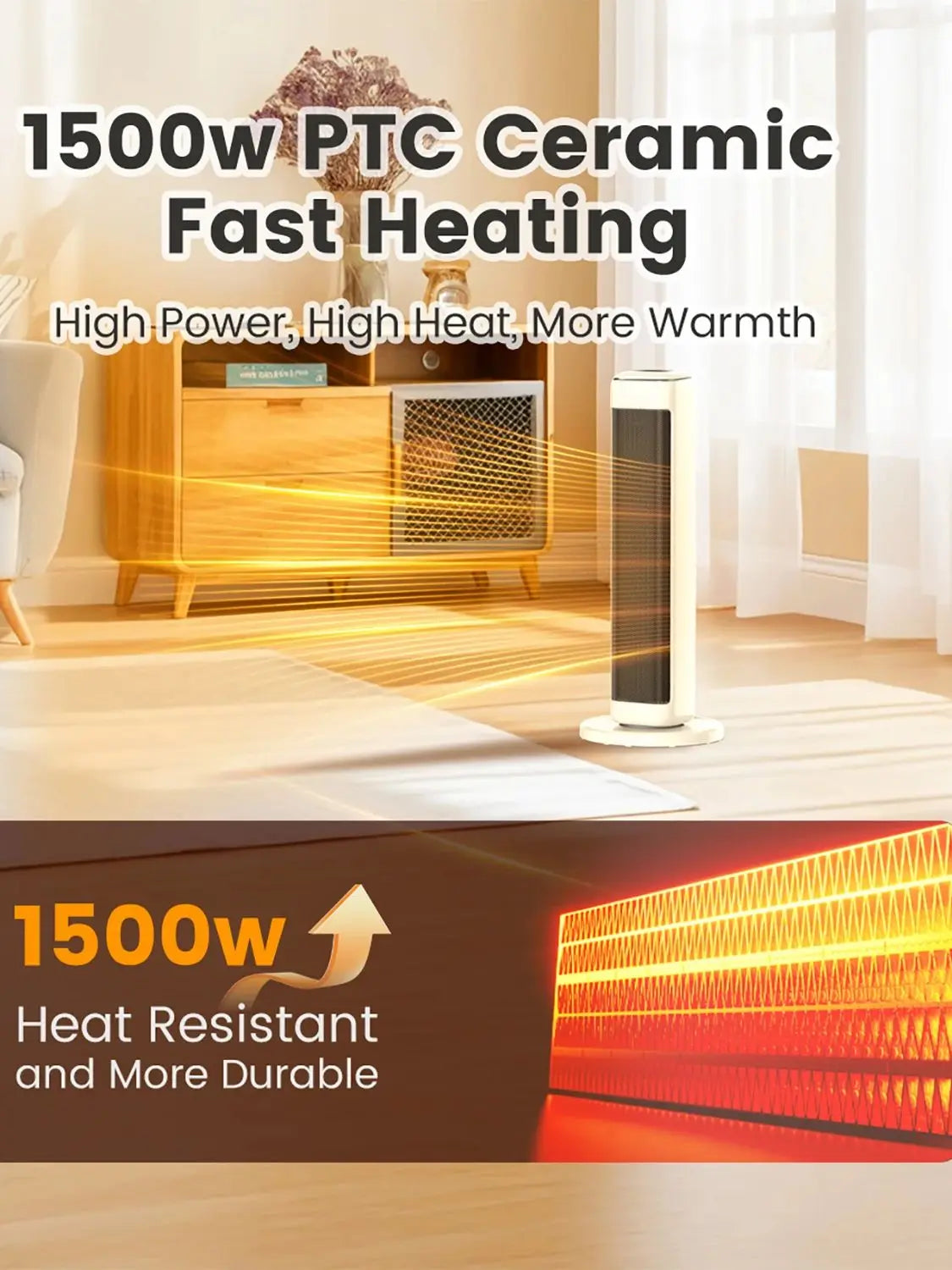 Airmate Ceramic Tower Space Heater With Thermostat