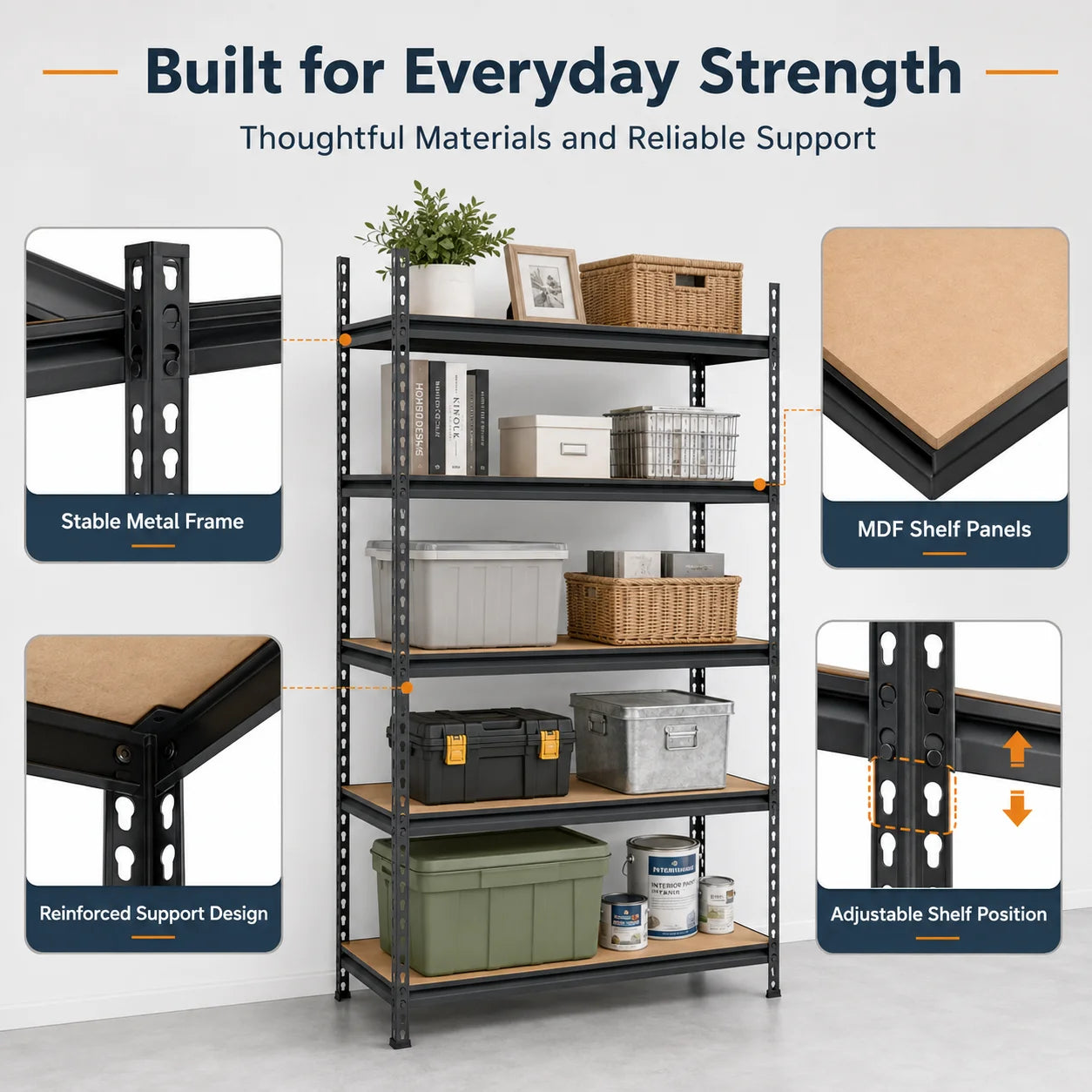 Adjustable 5 Tier Metal Garage Shelving Unit