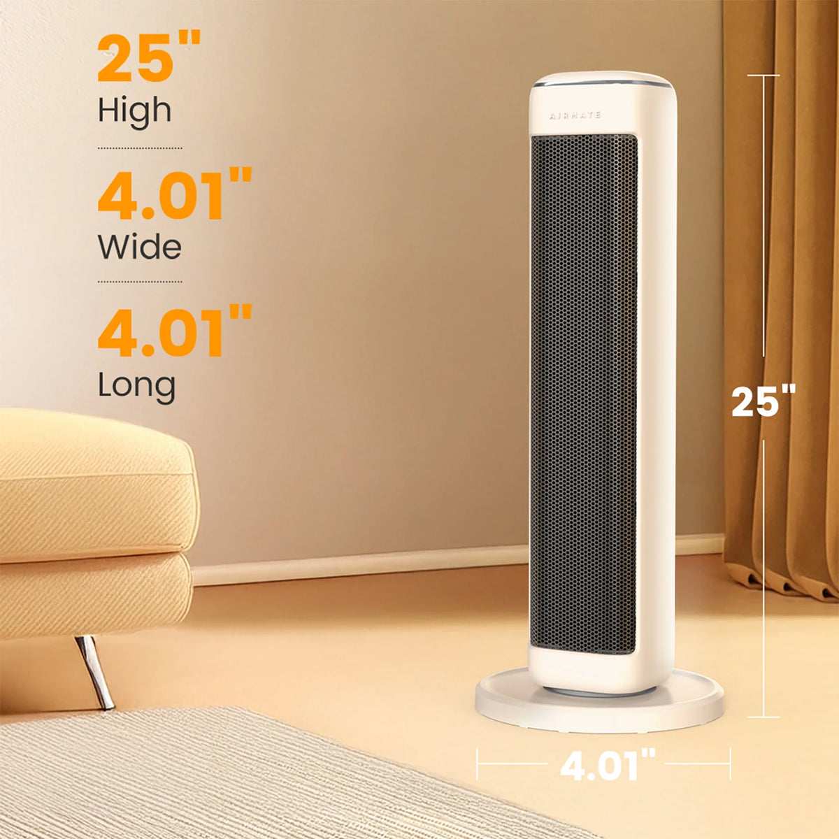 Airmate Ceramic Tower Space Heater With Thermostat
