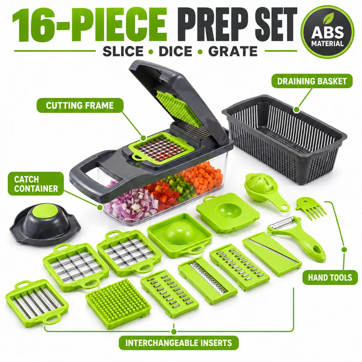Versatile Vegetable Chopper With 7 Interchangeable Blades