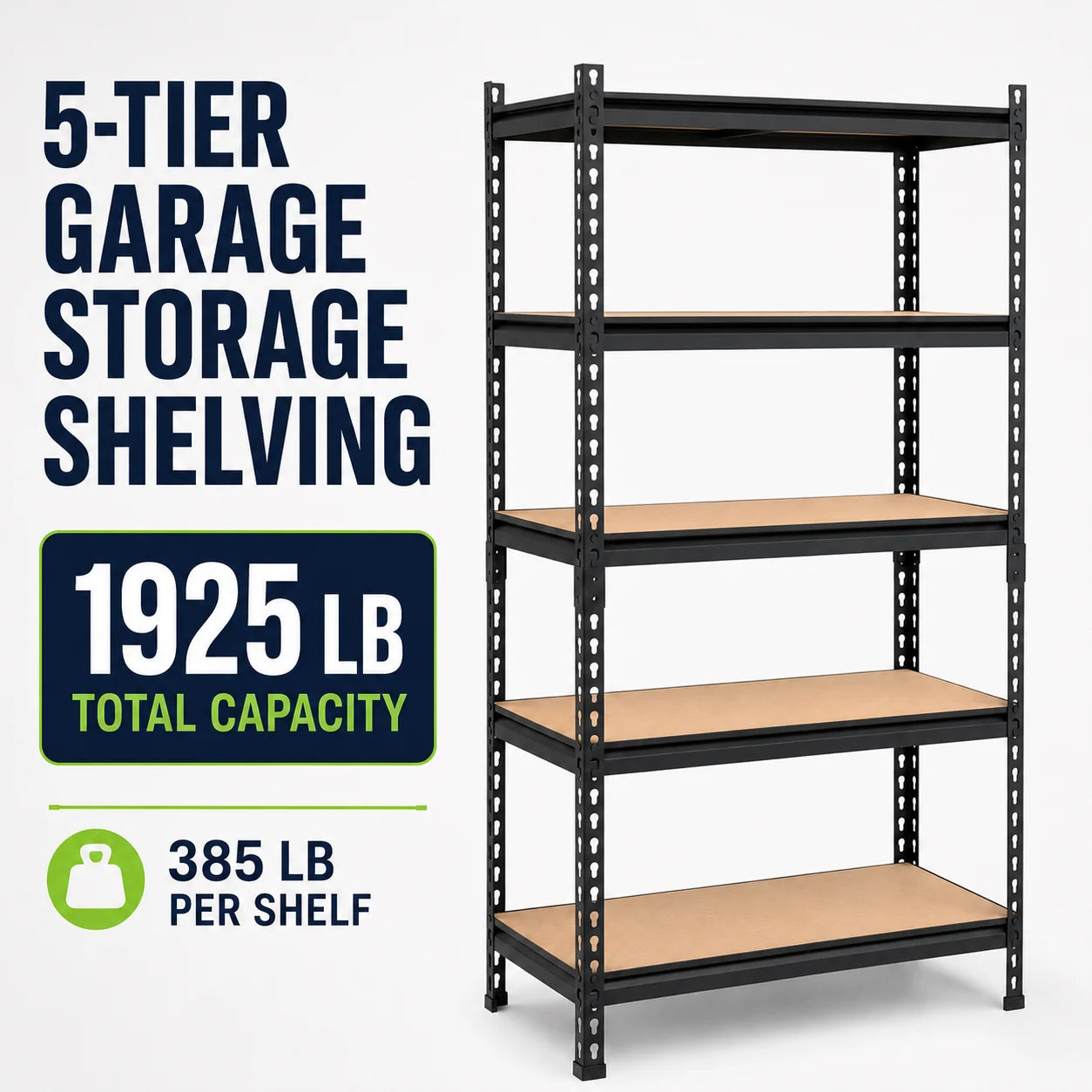 Adjustable 5 Tier Metal Garage Shelving Unit