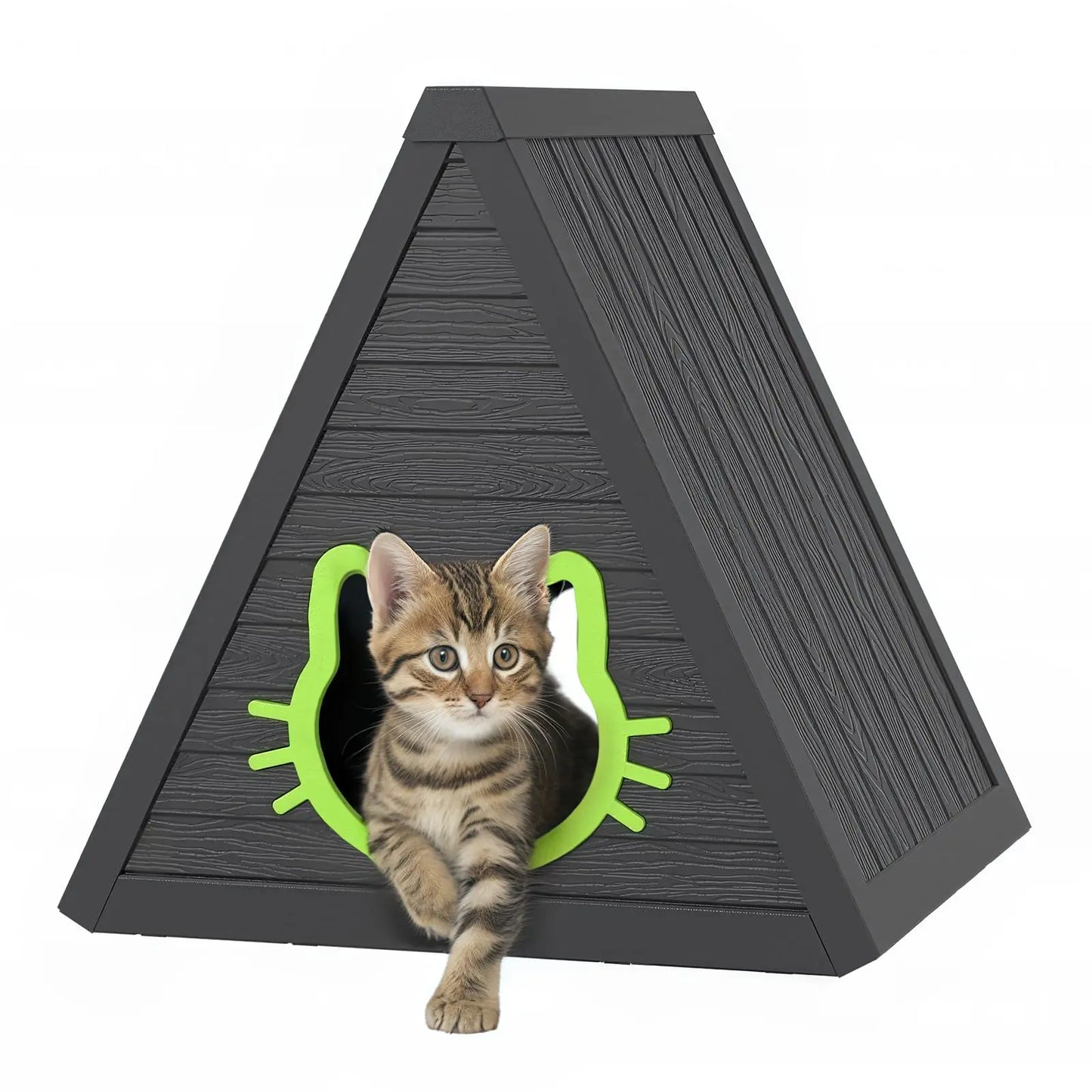 Triangular A Frame Plastic Cat House With Entrance