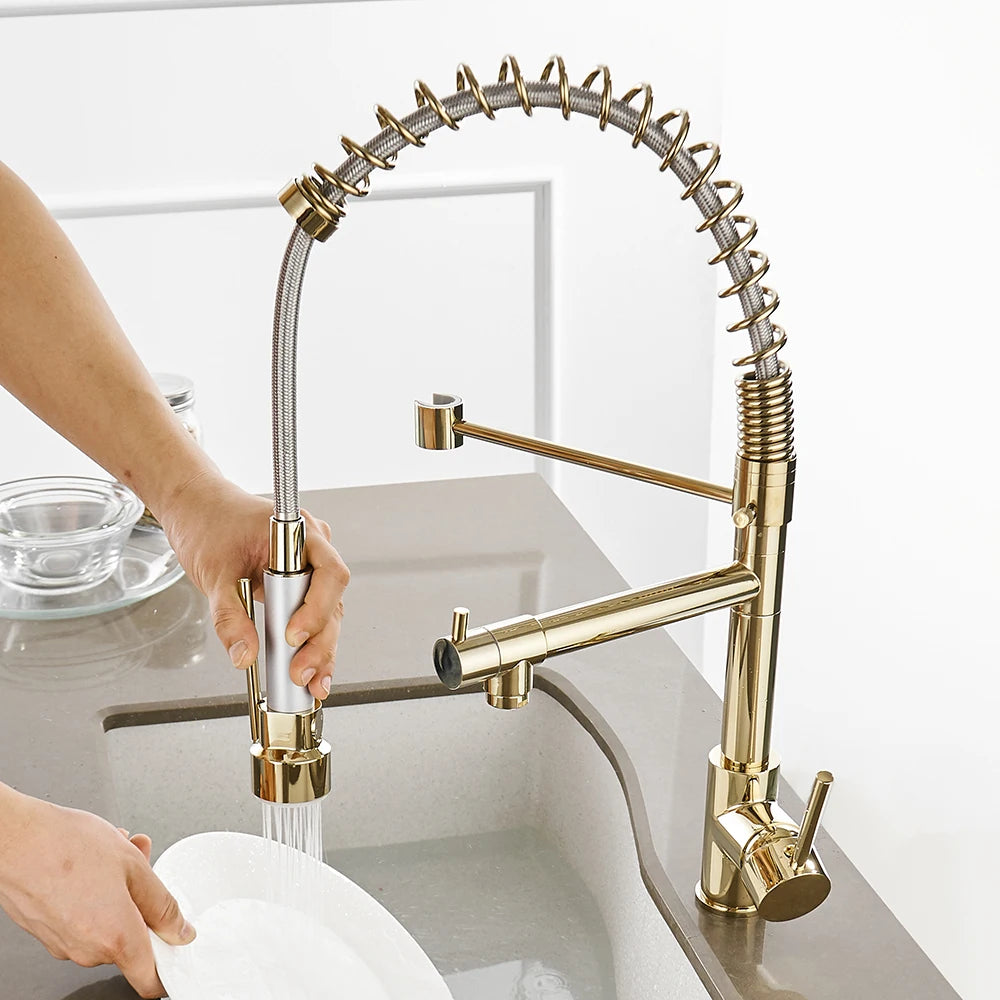 Single Pull Out Kitchen Faucet With Hot Cold Water