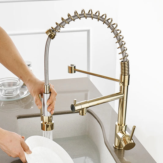 Single Pull Out Kitchen Faucet With Hot Cold Water