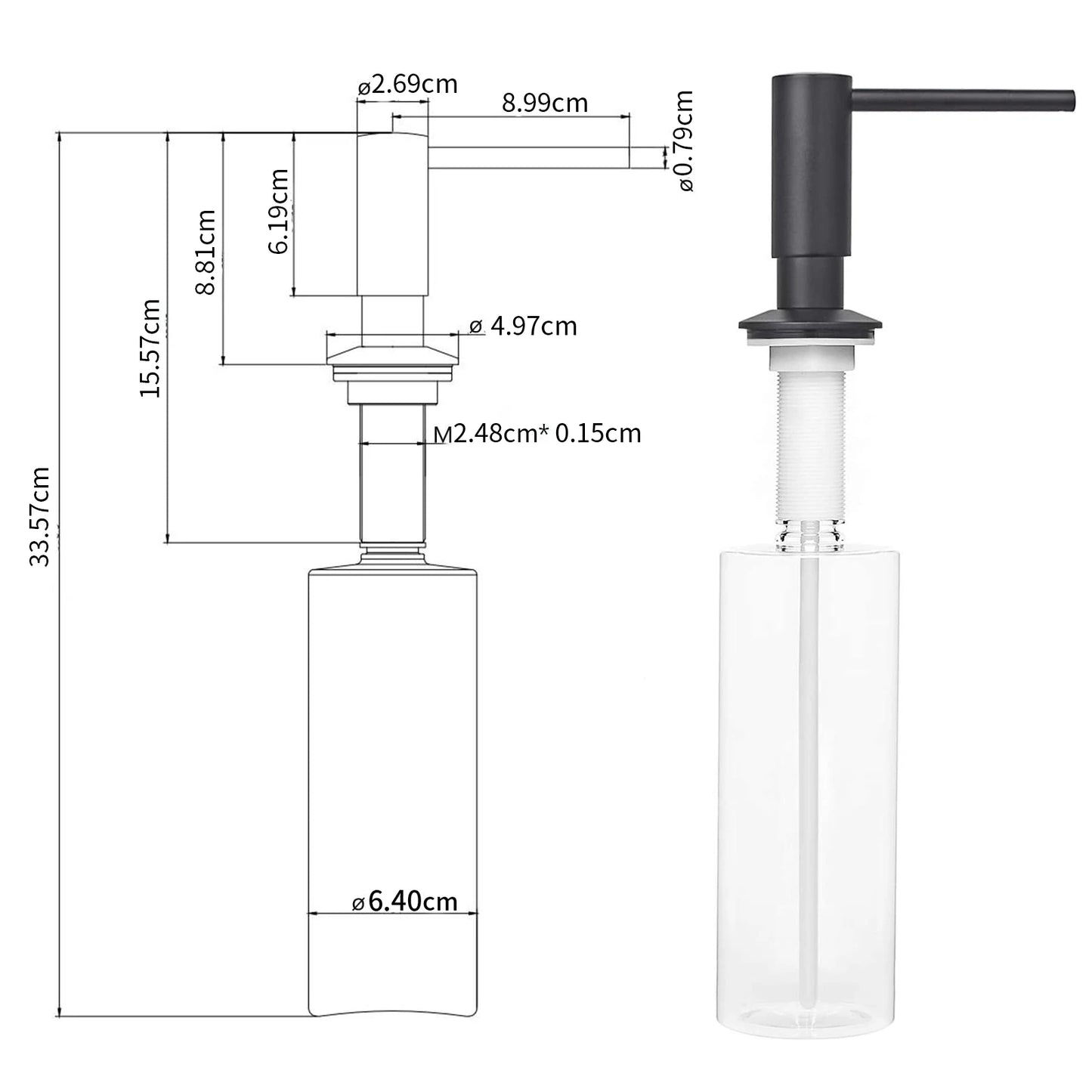 Samodra Liquid Soap Dispenser With Brass Pump Head Bottle