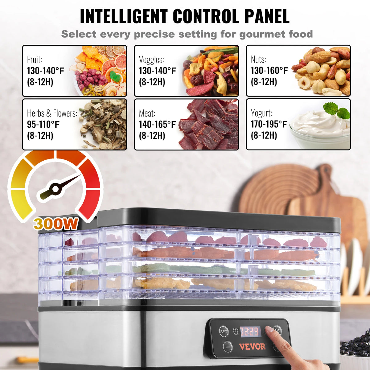 Vevor Five Tray Electric Food Dehydrator Machine With Timer