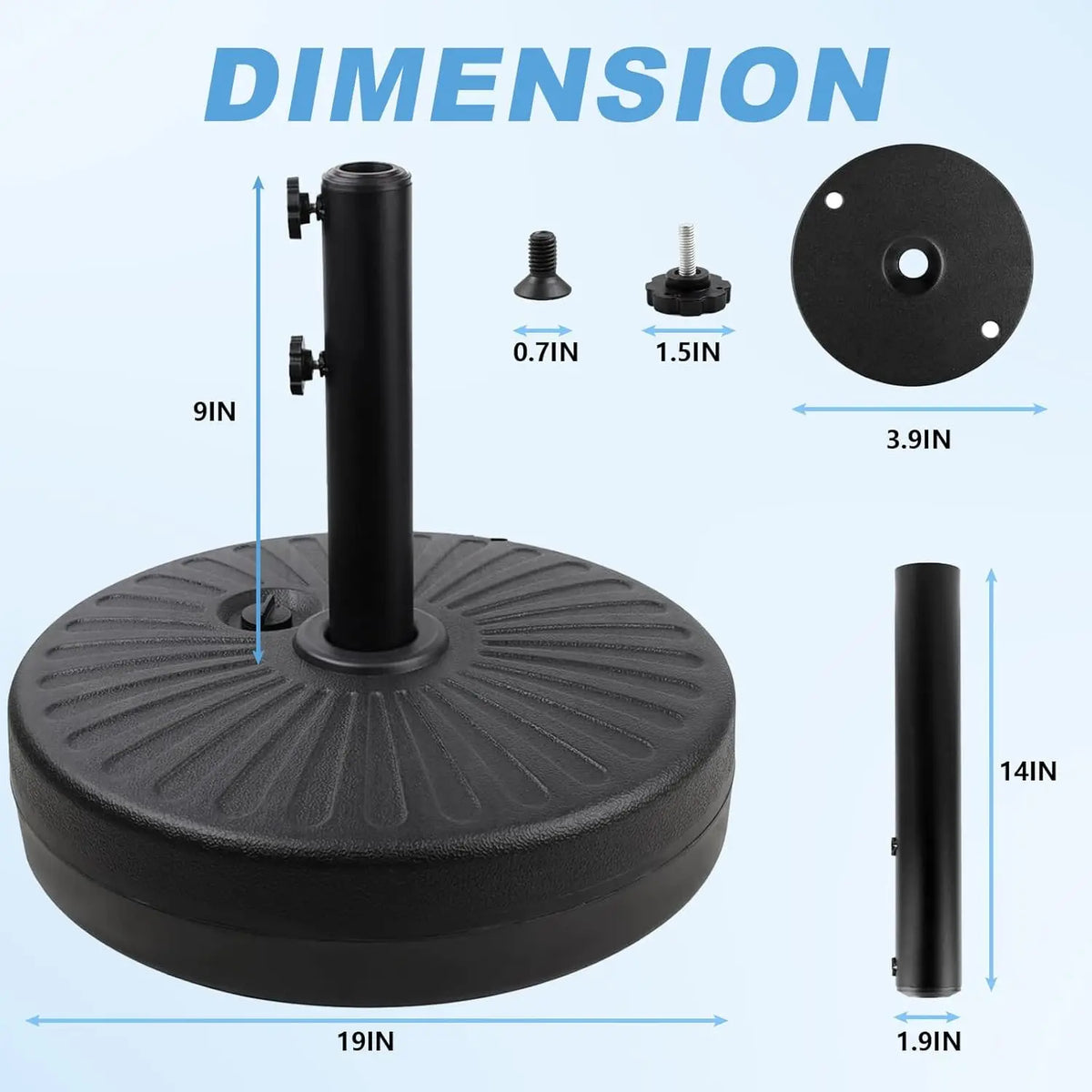 Adjustable Weighted Outdoor Umbrella Base With Wind Anchor