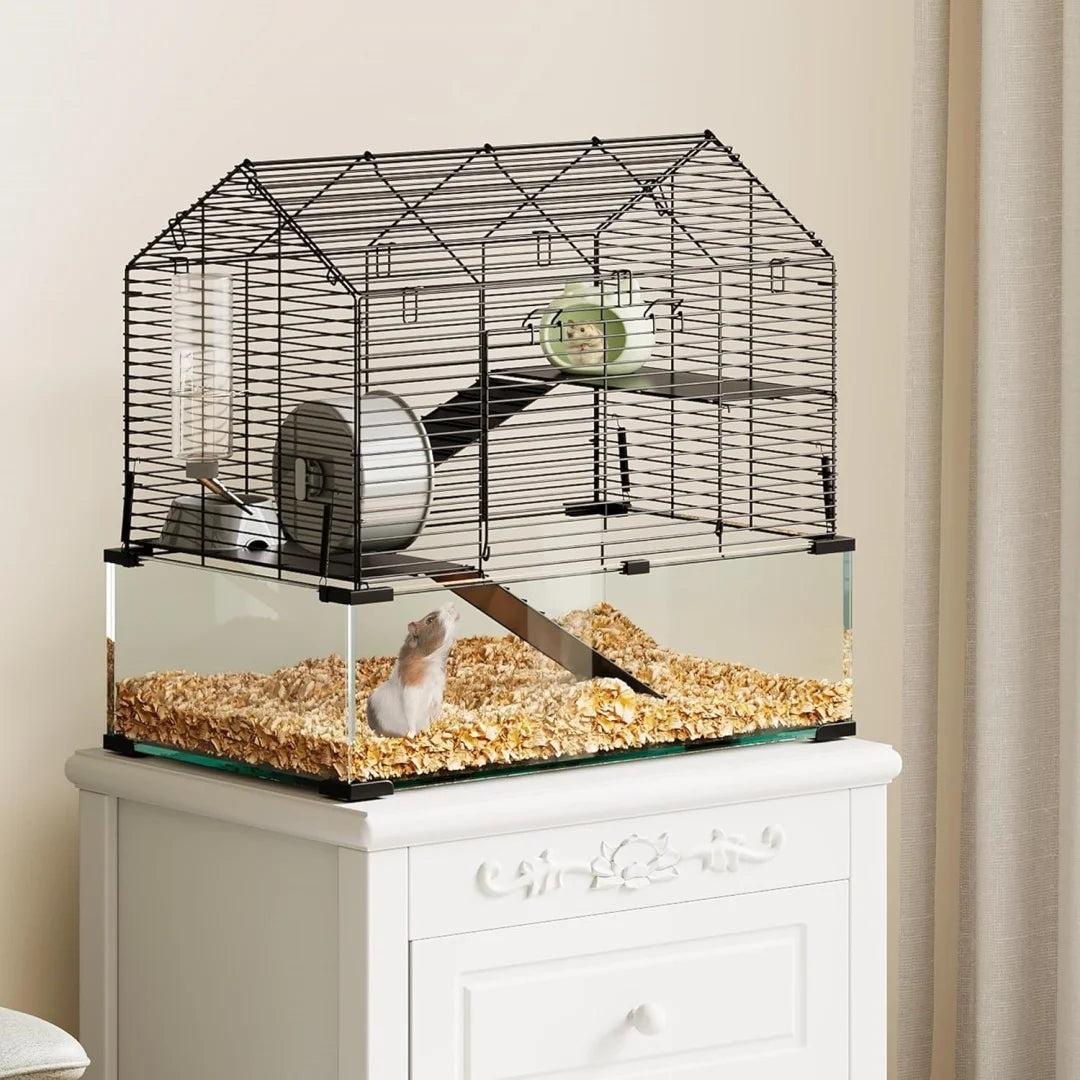 HiMISS 3 Tier Large Hamster Enclosure With Glass Panels