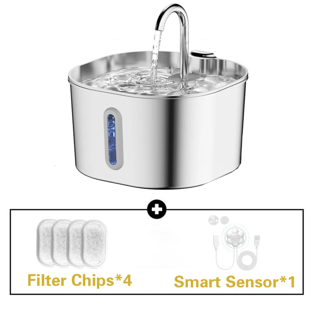Silent Stainless Steel Pet Water Fountain For Cats And Dogs