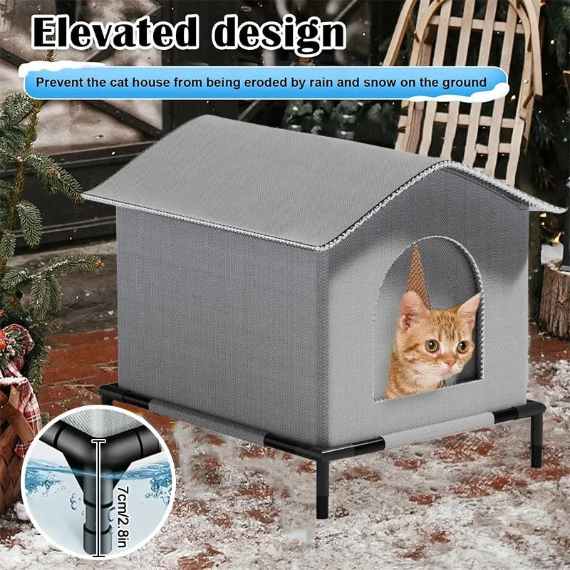 CWV Outdoor Cat House With Mat Waterproof Shelter