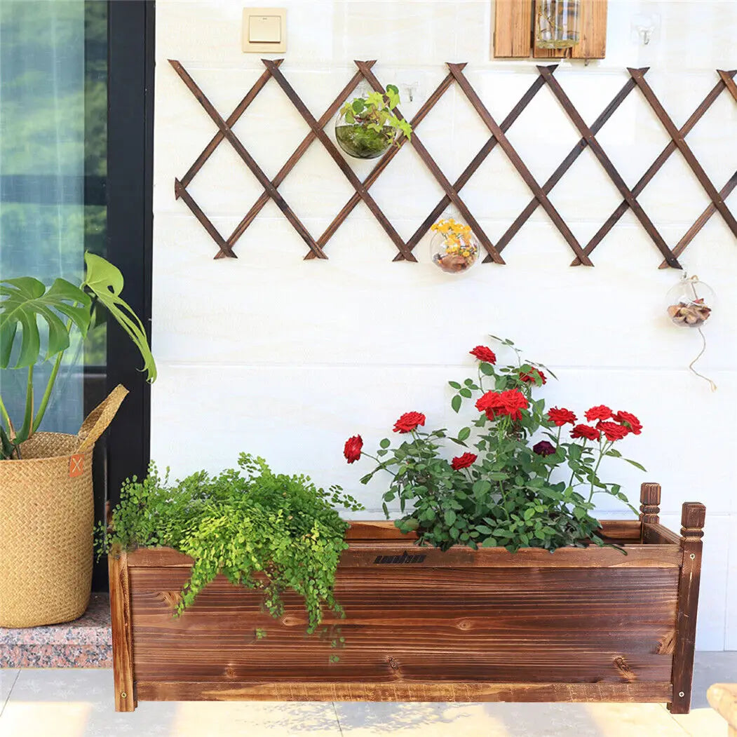 Outdoor Wooden Raised Garden Bed for Flowers and Vegetables
