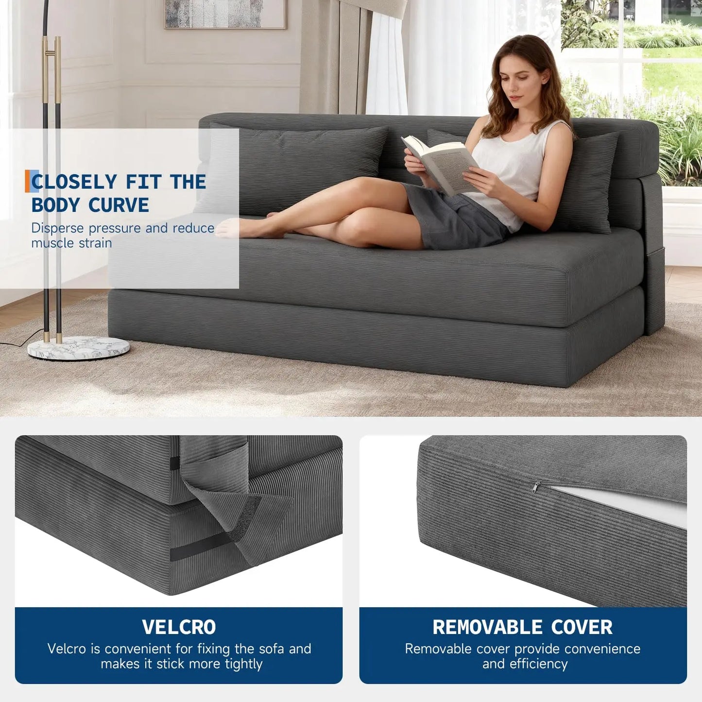 HobbyLane 4-in-1 Folding Sofa Bed With Pillow