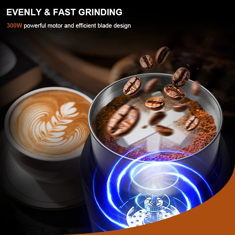 KIRAINAFLY Coffee Grinder With Removable Stainless Cup 300W