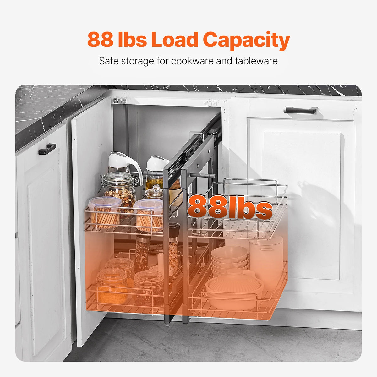 SucceBuy Stainless Steel Blind Corner Pull Out Organizer