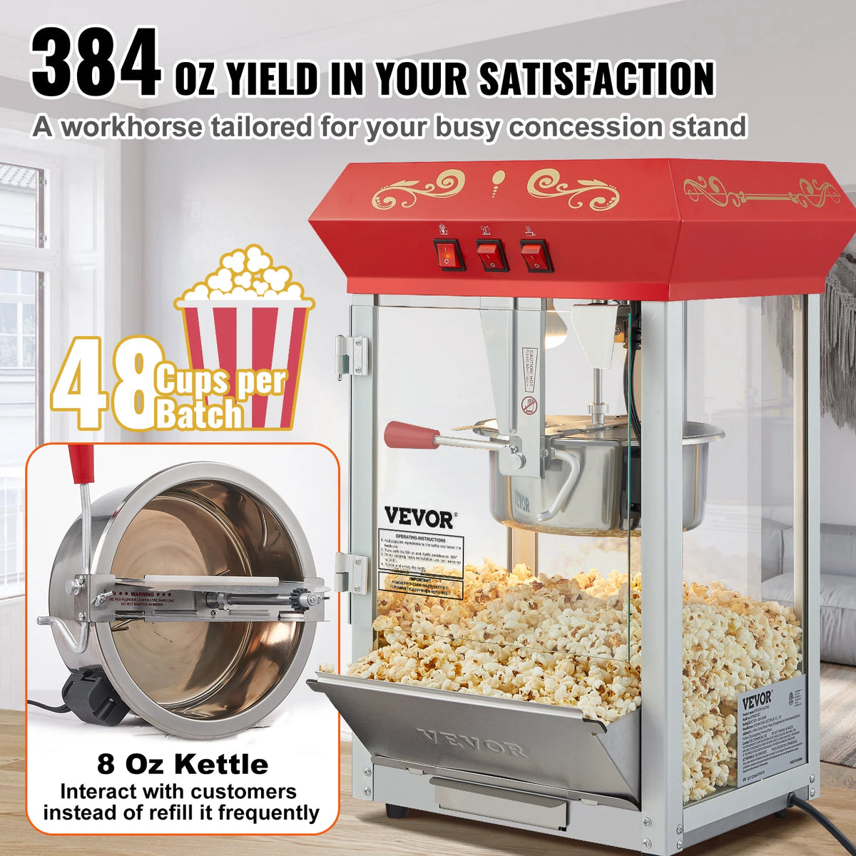 SucceBuy Commercial Electric Popcorn Maker Machine