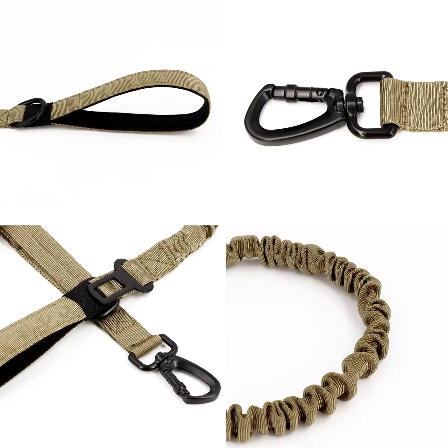 Military Dog Leash With Elastic Rope And Quick Release