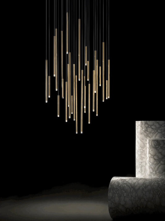 Campeggi Led Luxury Staircase Chandelier Gold Column