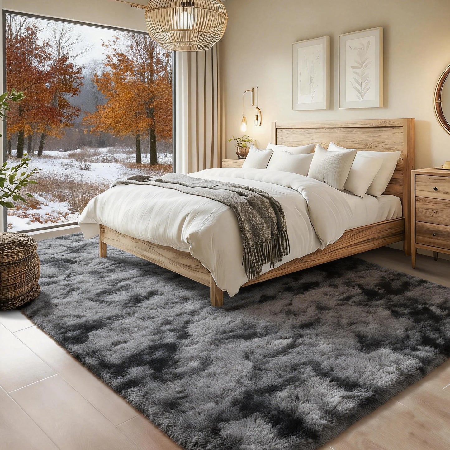 Ultra Soft Shag Rug For Living Room Polyester Furry
