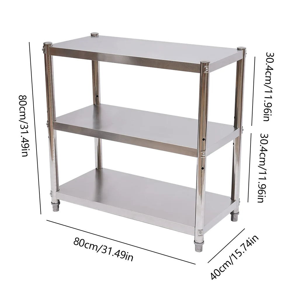 Stainless Steel Heavy Duty Three Tier Kitchen Storage Rack